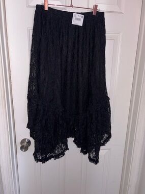 American Eagle Outfitters Black Asymmetrical Lace Skirt